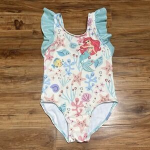 The Little Mermaid Ariel Swimsuit Swim Suit Girls 6/7 Disney‎ Princess Flounder